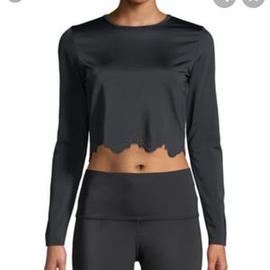 Cruz Scalloped Long-Sleeve Activewear Crop Top